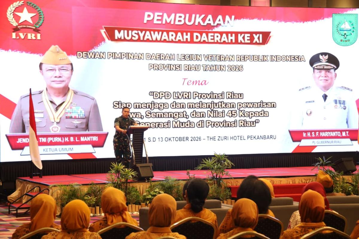 Pangdam XIX/Tuanku Tambusai Hadiri Musda XI LVRI Riau, Tekankan Pentingnya Mewariskan Nilai Perjuangan